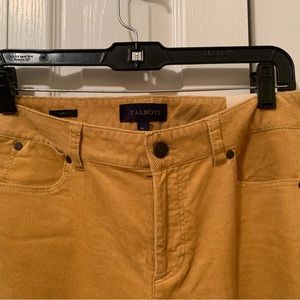 Mustard color corduroy straight leg 5 pocket pants. Size 8L.